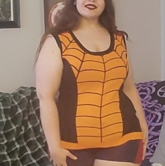 Spooky Spiderweb Shell Genuine Rare Retired Elhoffer Design Knit Top - Picture 7 of 11